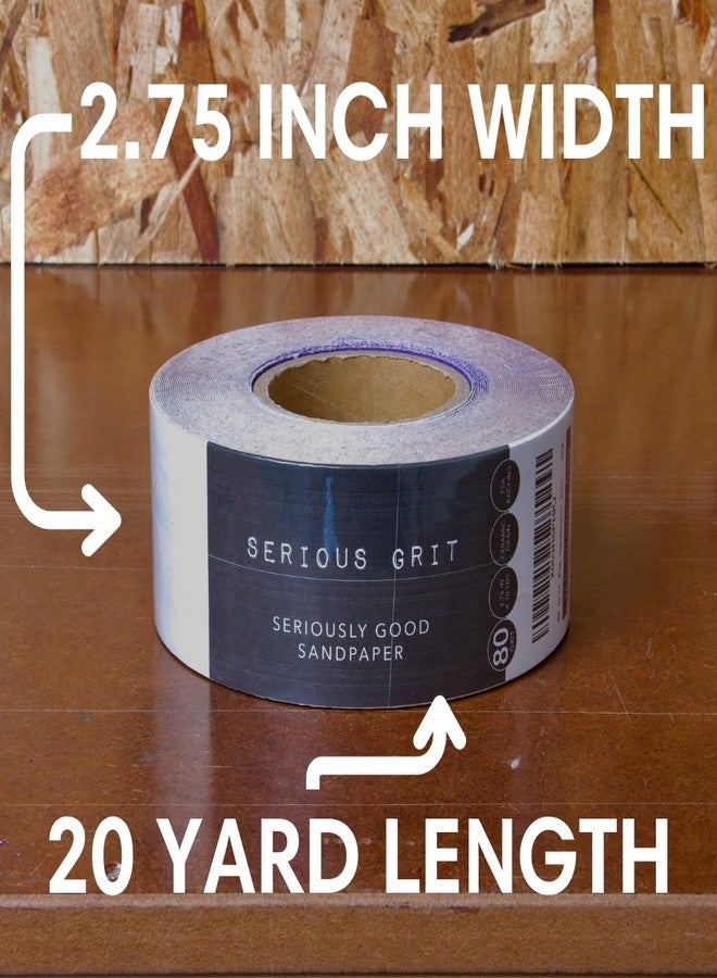 Serious Grit لفة ورق صنفرة سيراميكي لاصق من سيريس جريت، حبيبات 80 - لفة صنفرة متينة ذات لاصق خلفي - ورق صنفرة متواصل 2.75 بوصة × 20 ياردة للخشب والمعادن وهياكل السيارات والطلاء وآلات الصنفرة الهوائية - Image 5